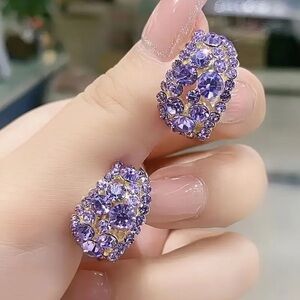 Elegant Purple Rhinestone Earrings